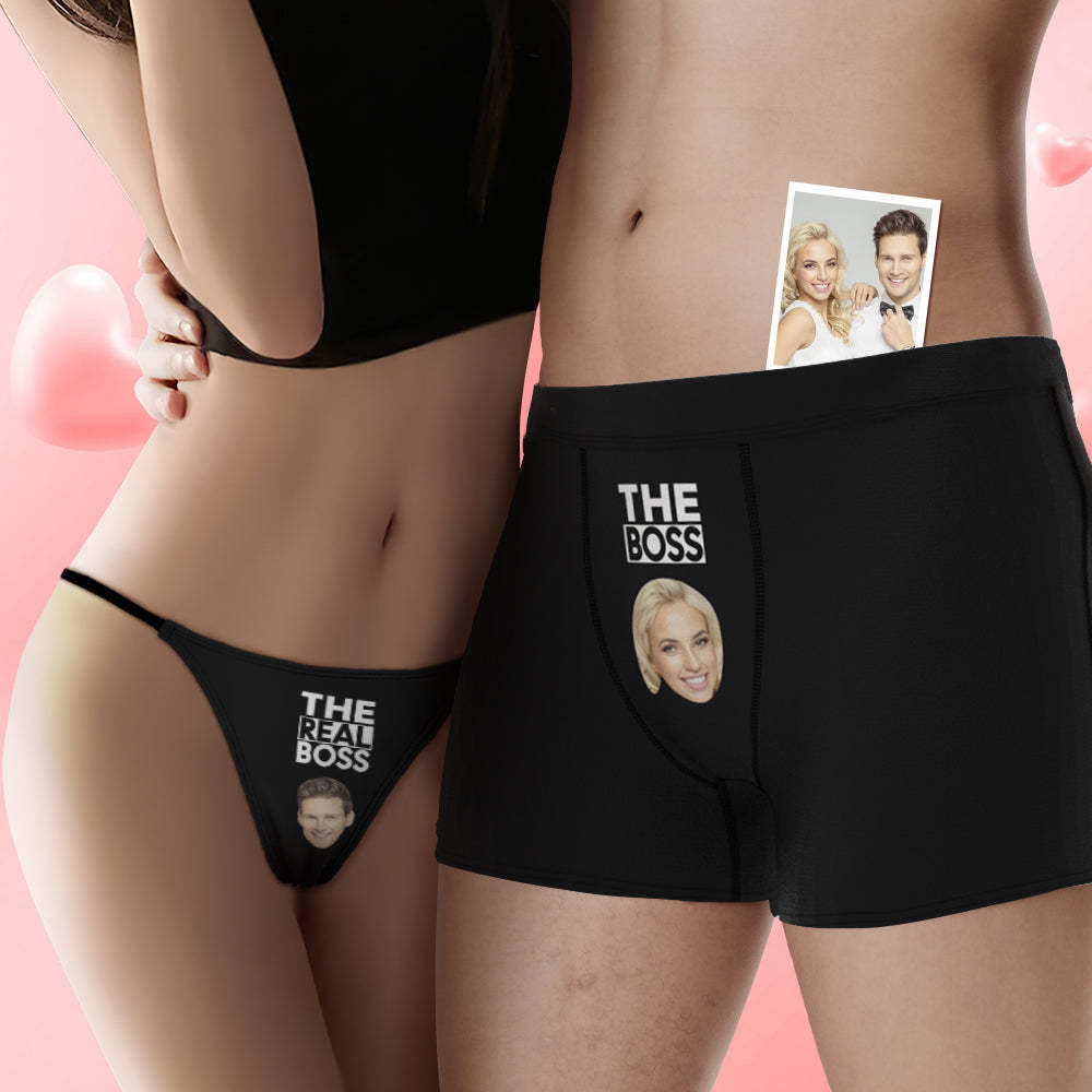 Custom Face Couple Underwear You are the Boss Personalized Underwear Valentine's Day Gift - MyFaceSocksAu