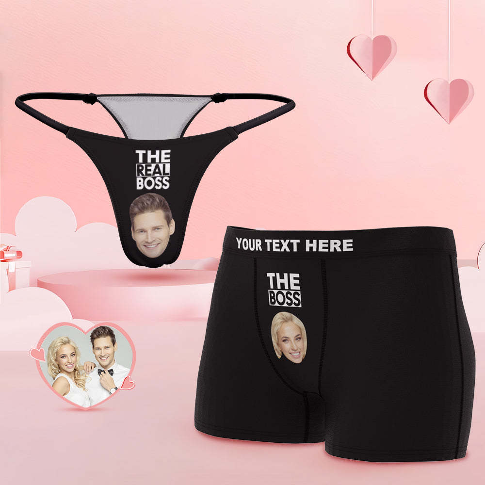 Custom Face Couple Underwear You are the Boss Personalized Underwear Valentine's Day Gift - MyFaceSocksAu