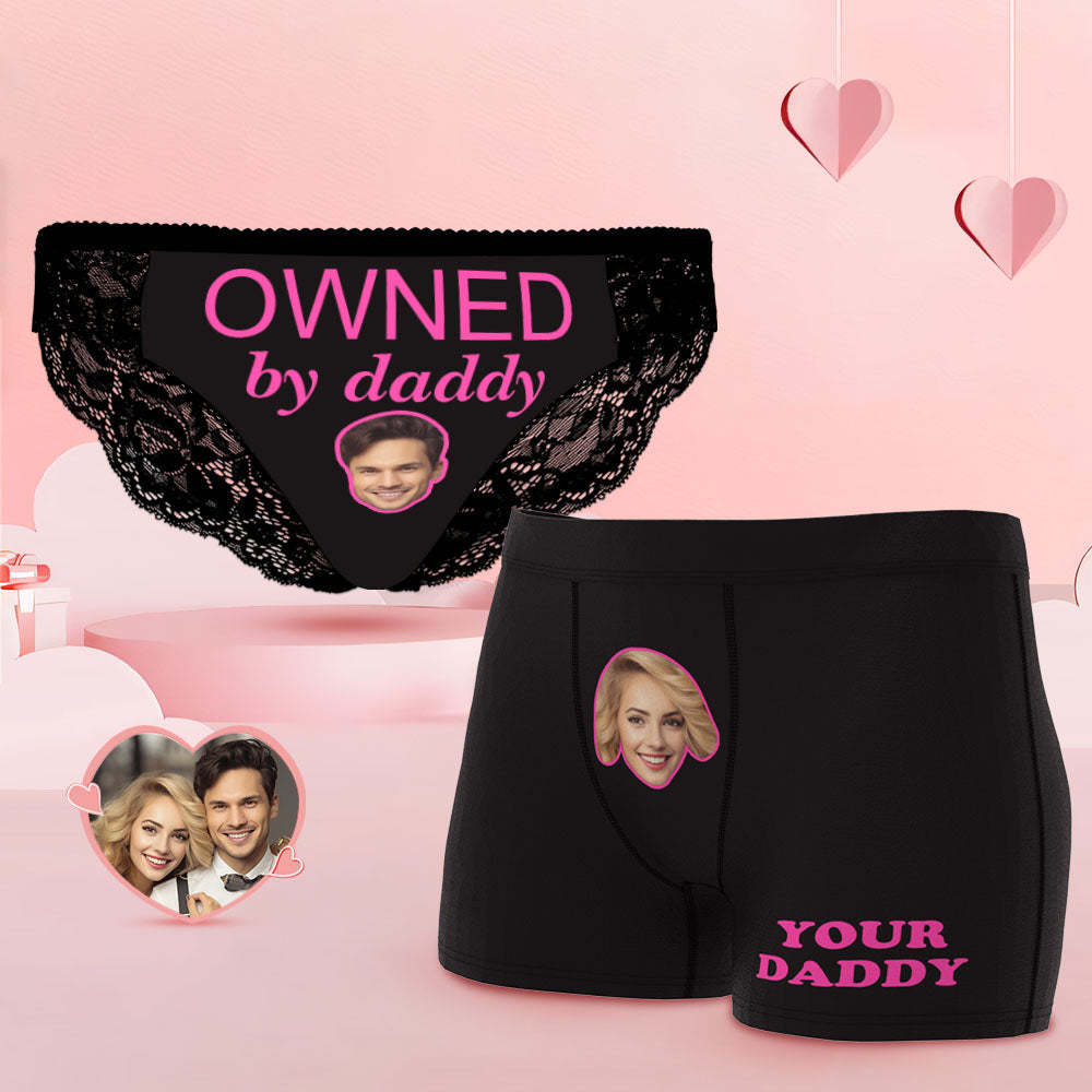 Custom Face Couple Underwear Yes Daddy Personalized Underwear Valentine's Day Gift - MyFaceSocksAu