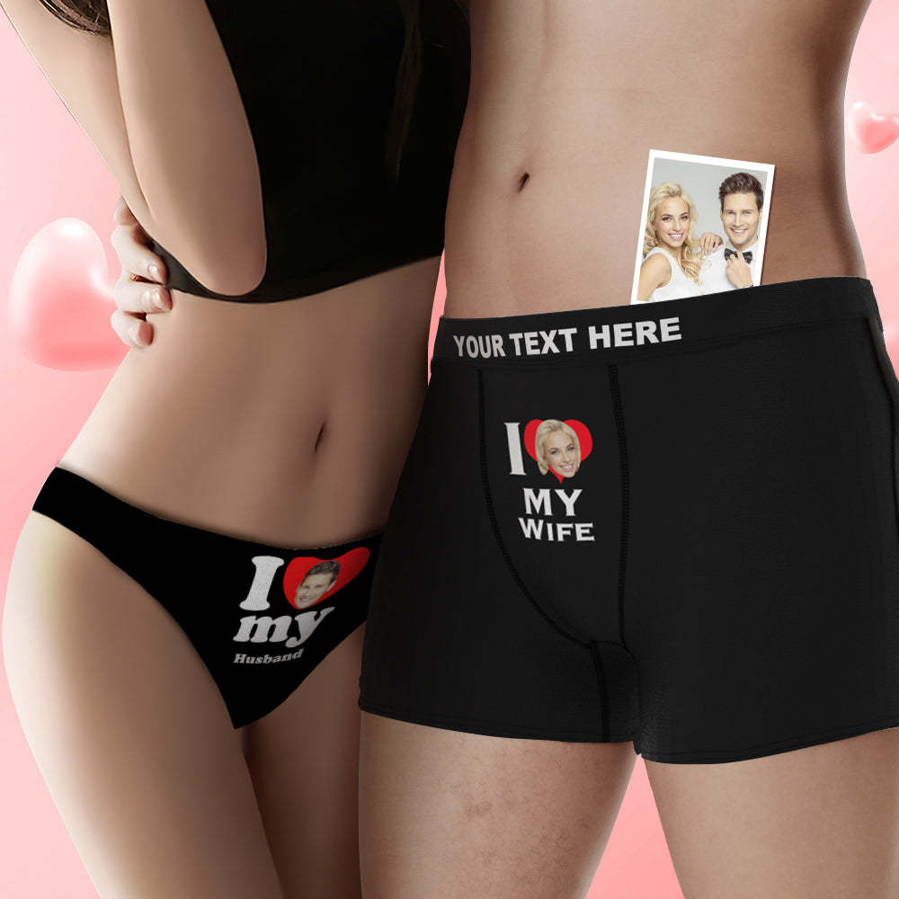 Custom Face Couple Underwear Love Heart Personalized Underwear Valentine's Day Gift - MyFaceSocksAu
