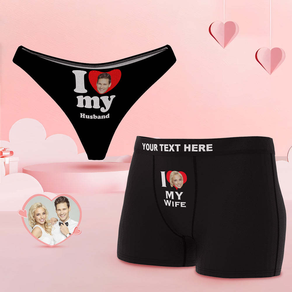 Custom Face Couple Underwear Love Heart Personalized Underwear Valentine's Day Gift - MyFaceSocksAu