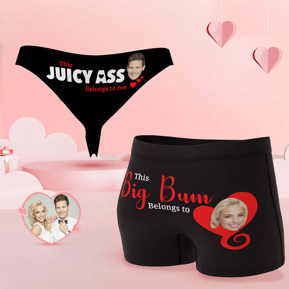 Custom Face Couple Underwear You Belong to Me Personalized Underwear Valentine's Day Gift - MyFaceSocksAu