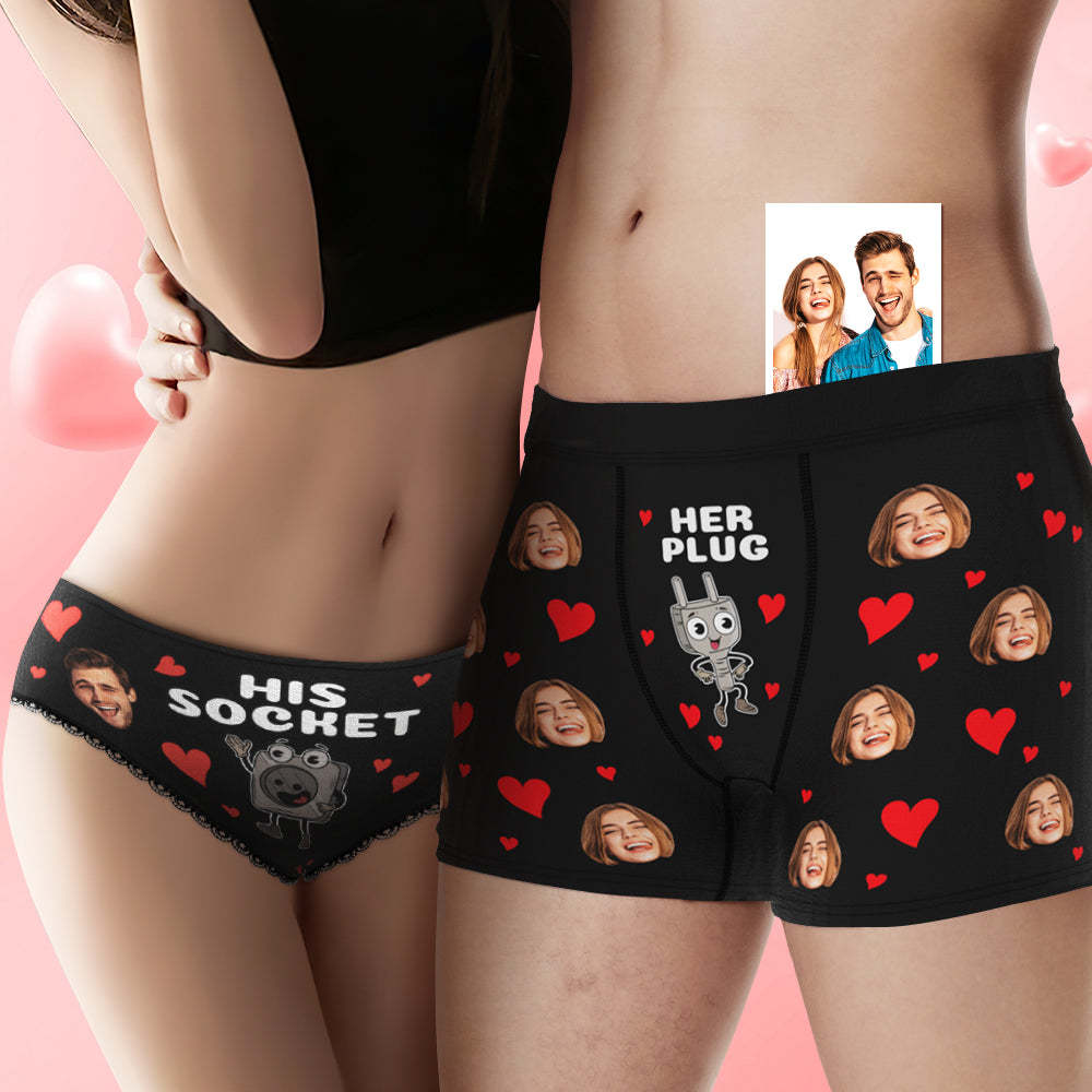 Custom Face Couple Underwear Personalized Boxer Briefs and Panties Valentine's Day Gifts - MyFaceSocksAu