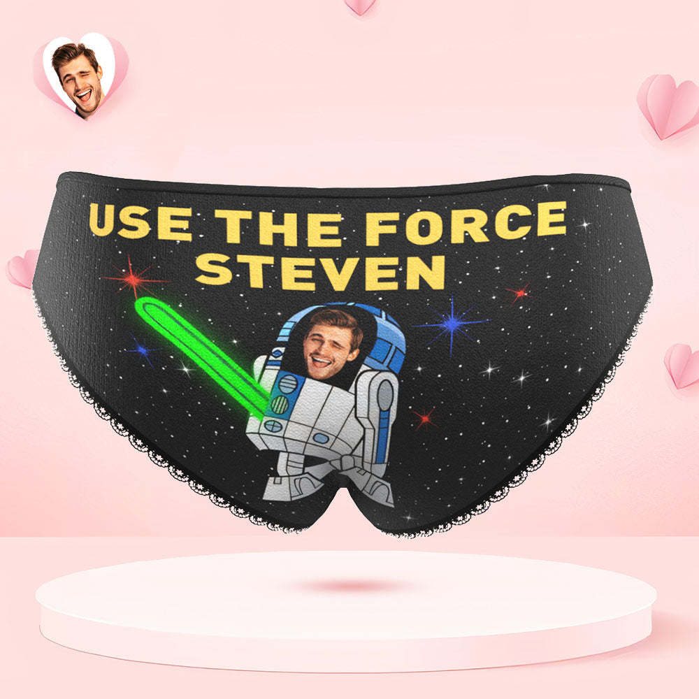 Custom Face Panties Personalized Photo Women's Lace Panties USE THE FORCE Valentine's Day Gift - MyFaceSocksAu