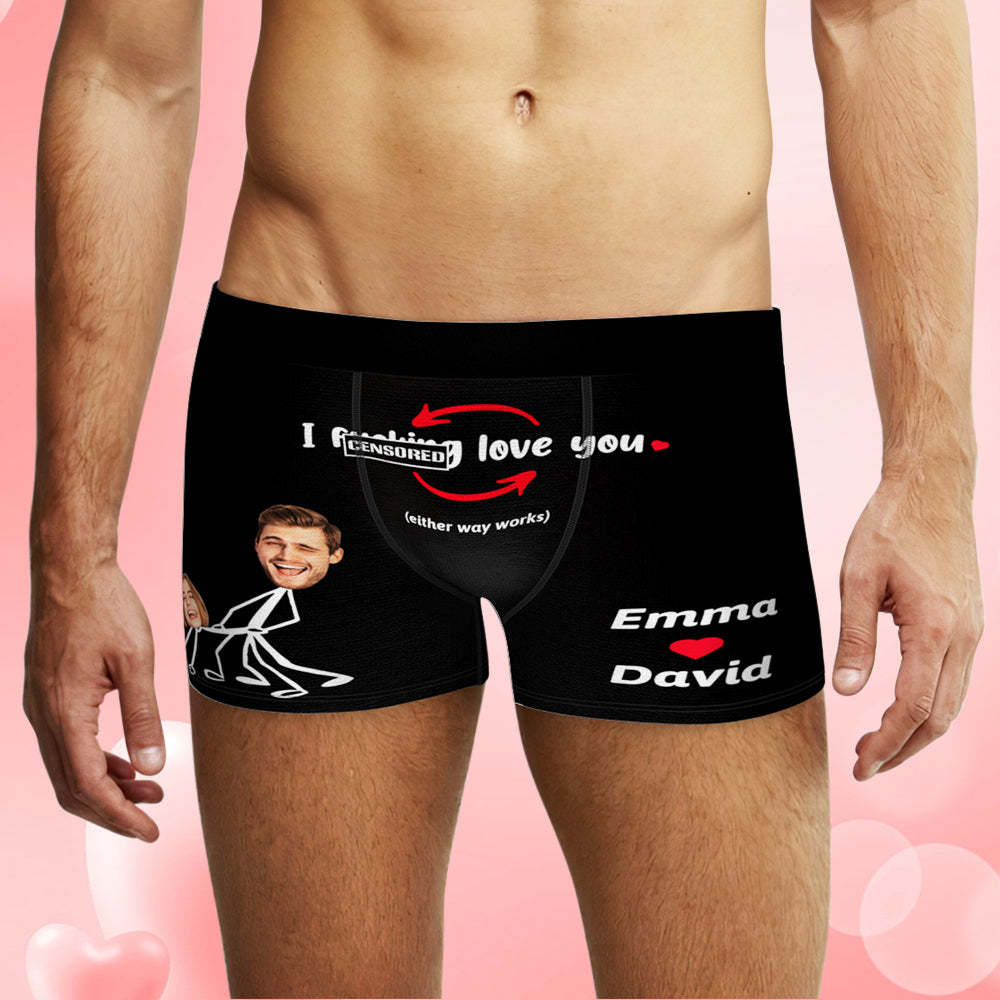 Custom Face Boxer Briefs Personalized Underwear I Love You Valentine's Day Gifts for Him - MyFaceSocksAu