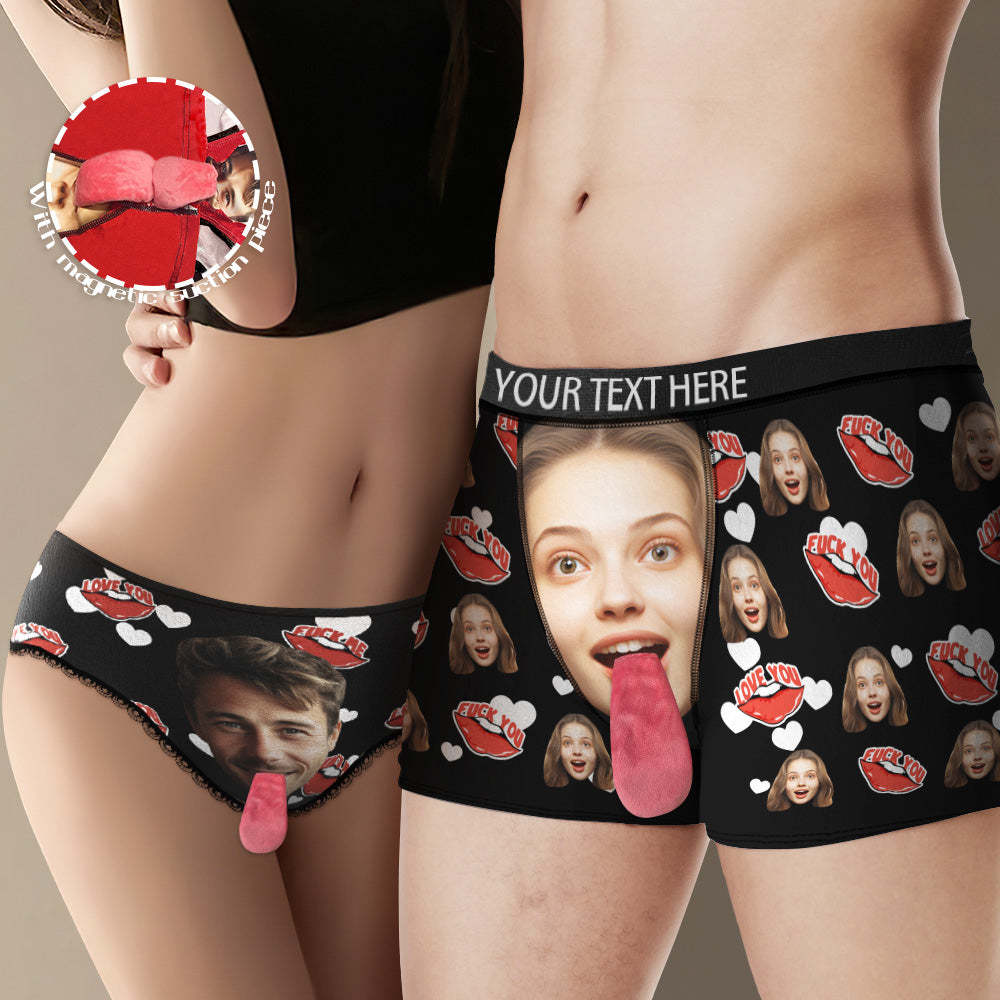 Custom Face Underwear Personalized Magnetic Tongue Underwear Love You Valentine's Gifts for Couple - MyFaceSocksAu