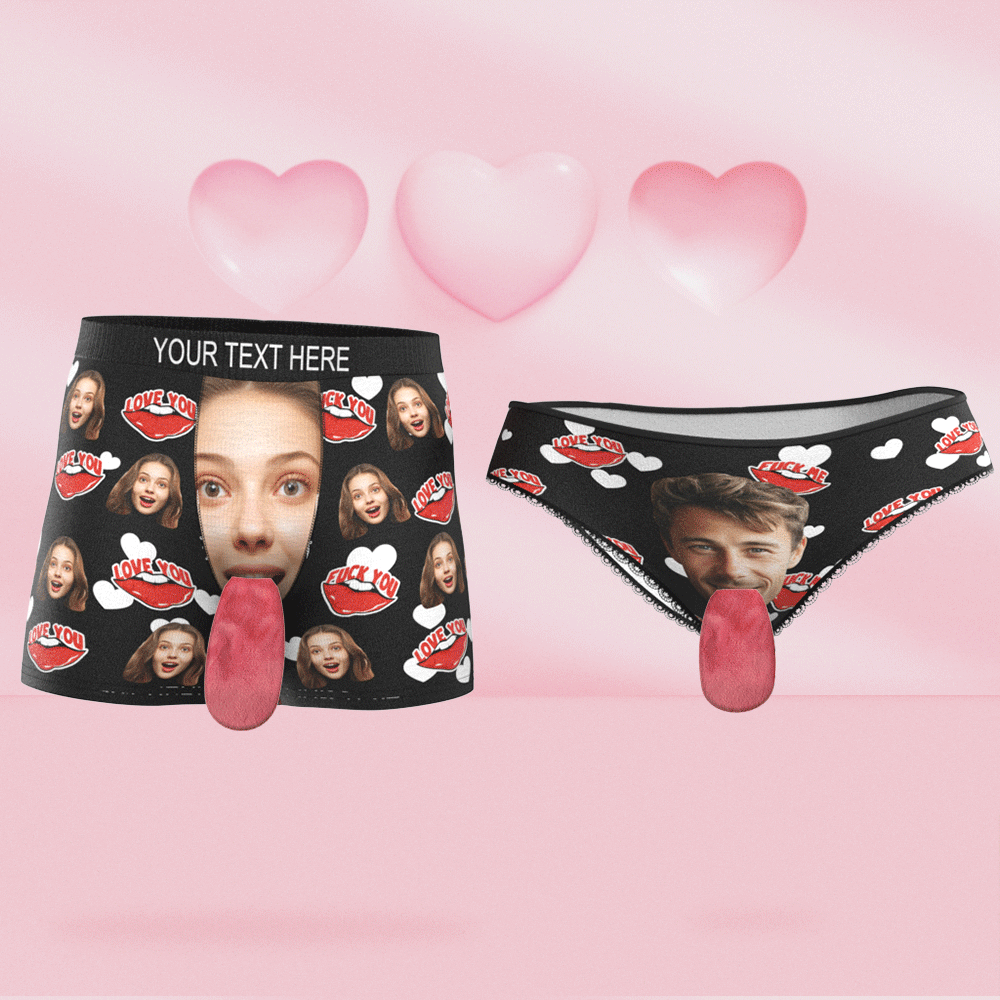 Custom Face Underwear Personalized Magnetic Tongue Underwear Love You Valentine's Gifts for Couple - MyFaceSocksAu