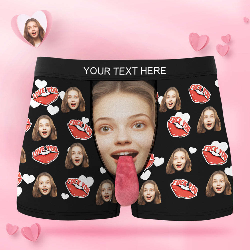 Custom Face Underwear Personalized Magnetic Tongue Underwear Love You Valentine's Gifts for Couple - MyFaceSocksAu