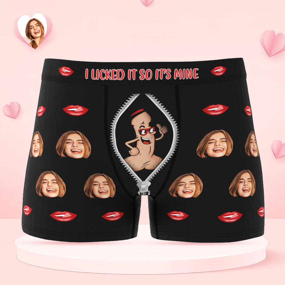 Custom Face Underwear Personalized Boxer Briefs and Panties I SUCKED IT SO IT'S MINE Valentine's Day Gifts for Couple
