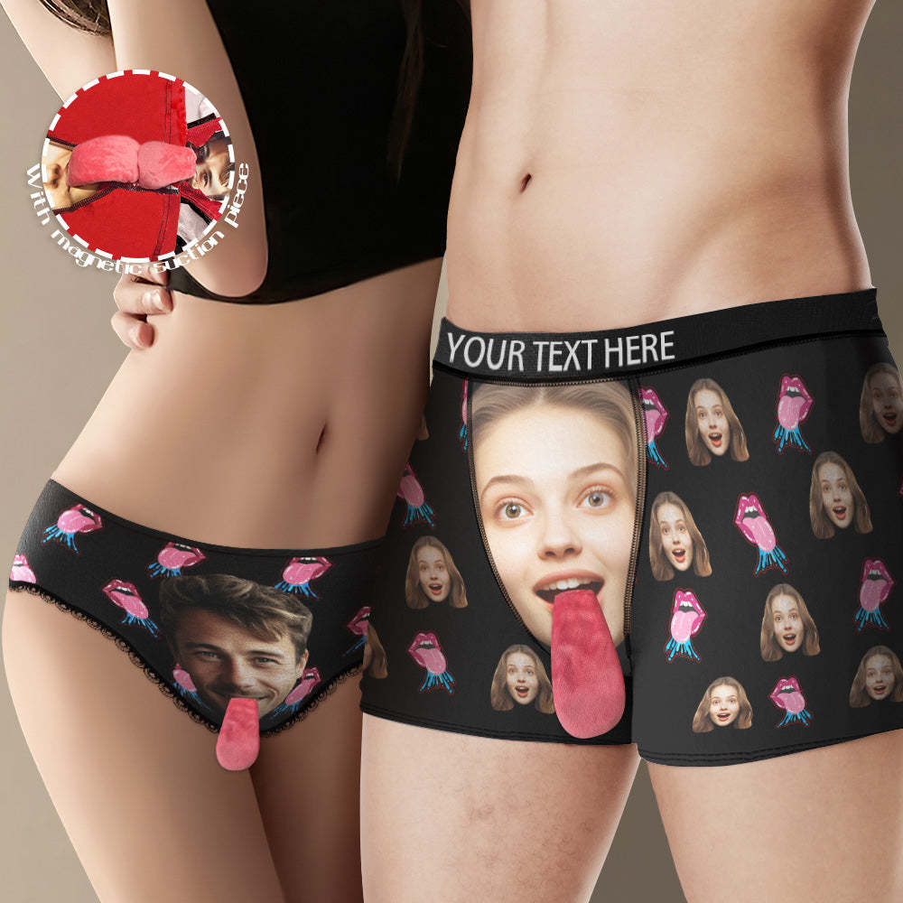 Custom Face Underwear Personalized Magnetic Tongue Underwear Sexy Lips Valentine's Day Gifts for Couple - MyFaceSocksAu