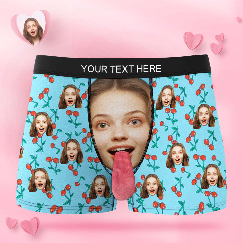Custom Face Underwear Personalized Magnetic Tongue Underwear Cherry Valentine's Day Gifts for Couple - MyFaceSocksAu