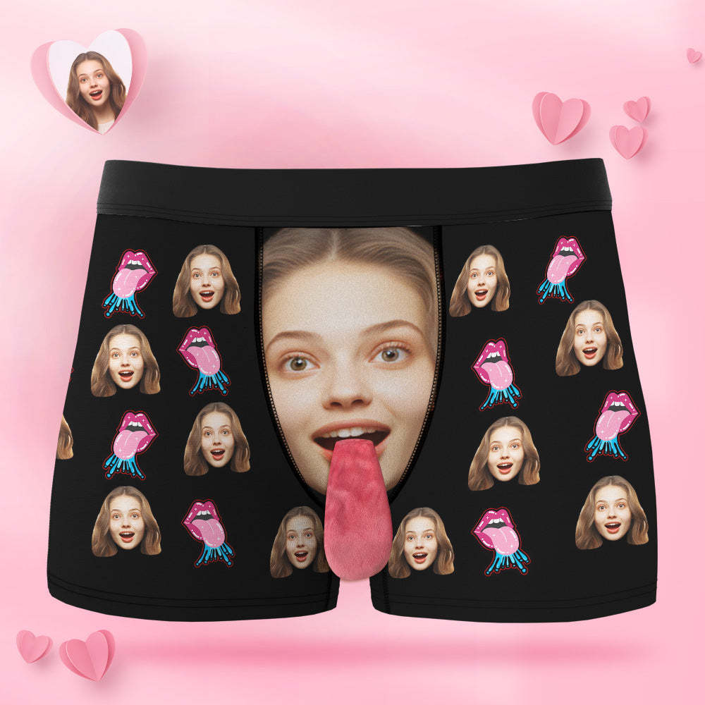 Custom Face Underwear Personalized Magnetic Tongue Underwear Sexy Lips Valentine's Day Gifts for Couple - MyFaceSocksAu