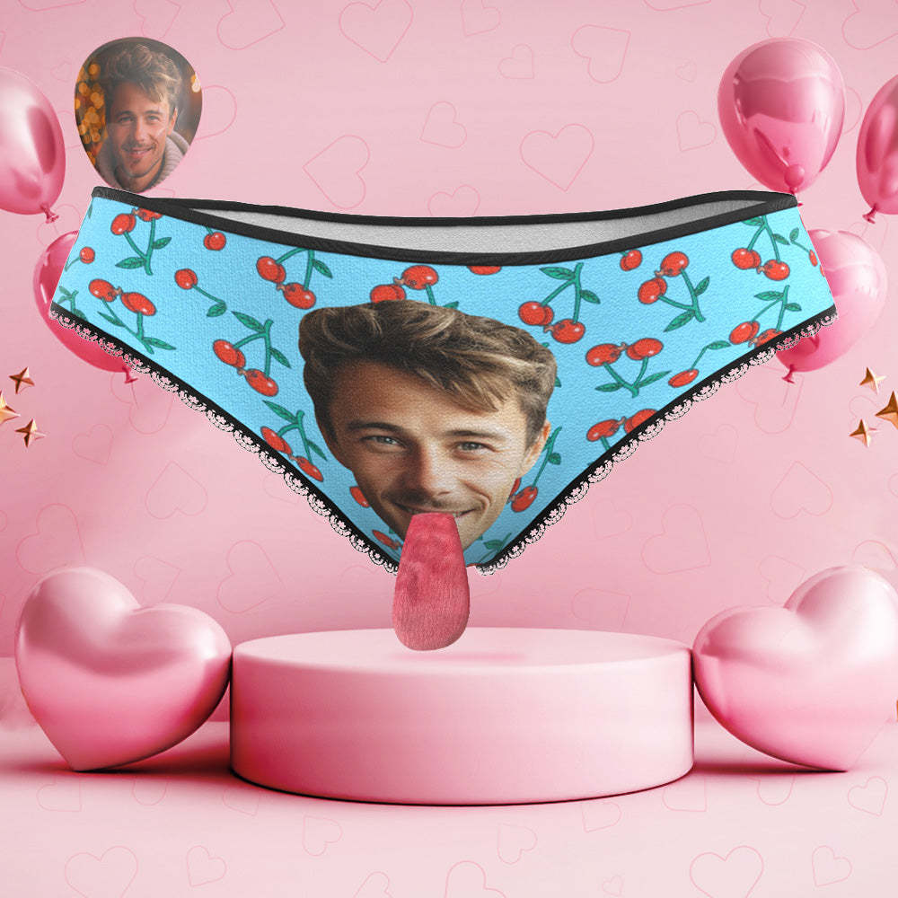 Custom Face Underwear Personalized Magnetic Tongue Underwear Cherry Valentine's Day Gifts for Couple - MyFaceSocksAu