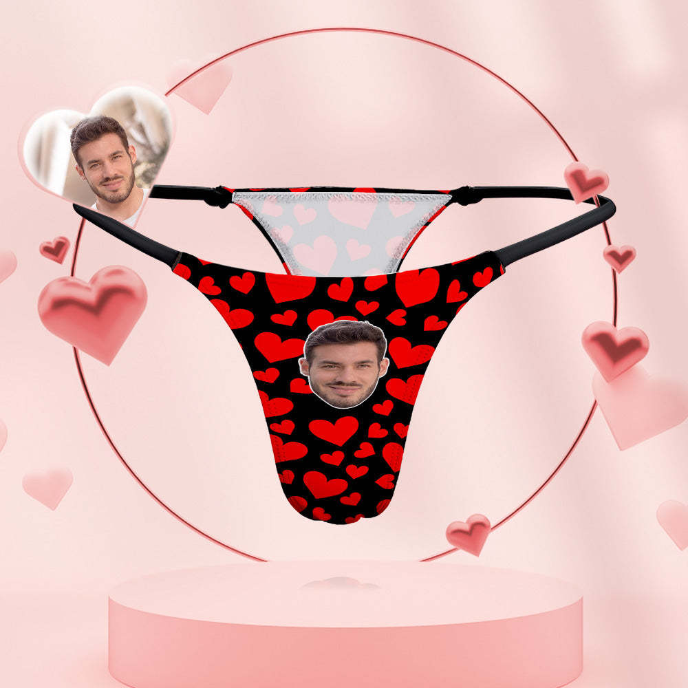 Custom Face Women's Tanga Thong Personalized Sexy Red Underwear Valentine's Day Gift for Her - MyFaceSocksAu