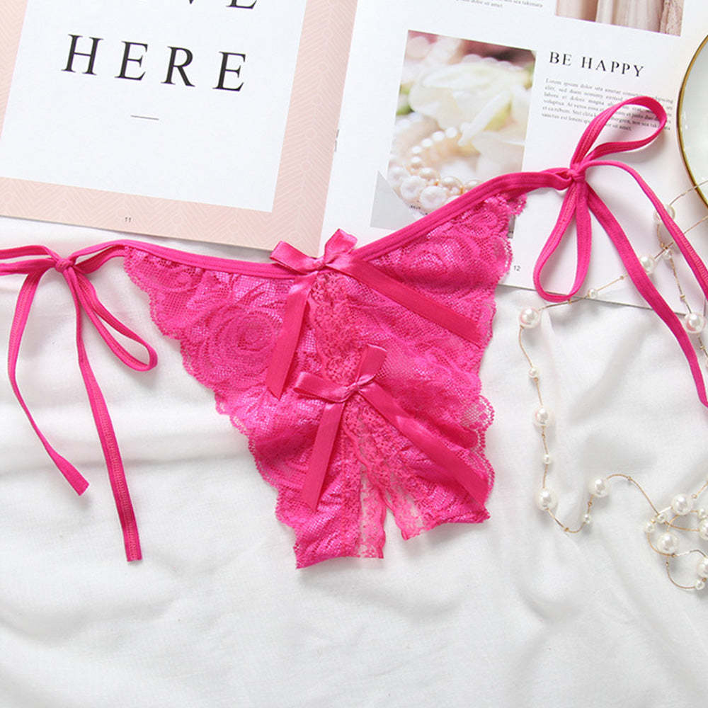 Custom Lace Sexy Panty with jewelry Crystal Letter Name Open Cut Thong Underpants Women's Underwea - MyFaceSocksAu