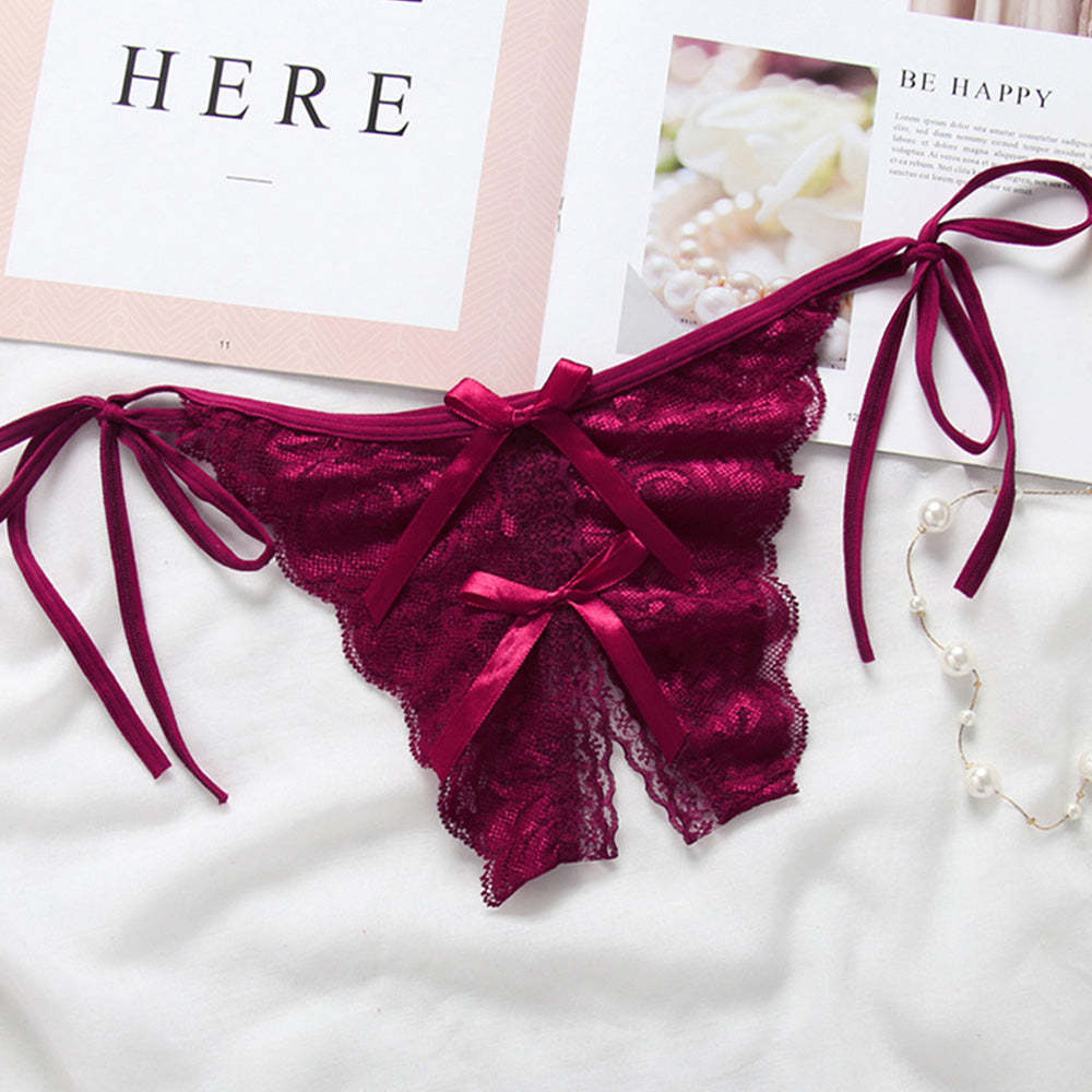 Custom Lace Sexy Panty with jewelry Crystal Letter Name Open Cut Thong Underpants Women's Underwea - MyFaceSocksAu
