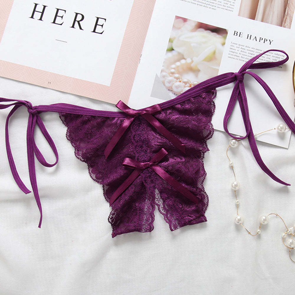 Custom Lace Sexy Panty with jewelry Crystal Letter Name Open Cut Thong Underpants Women's Underwea - MyFaceSocksAu