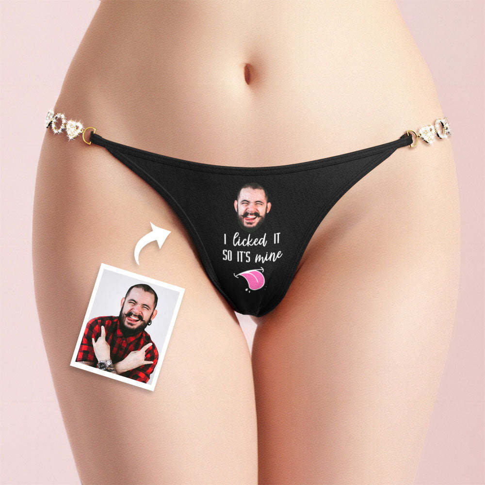 Custom Face Chain Linked Solid Panty Personalized I Licked It Thong Valentine's Day Gift - MyFaceSocksAu