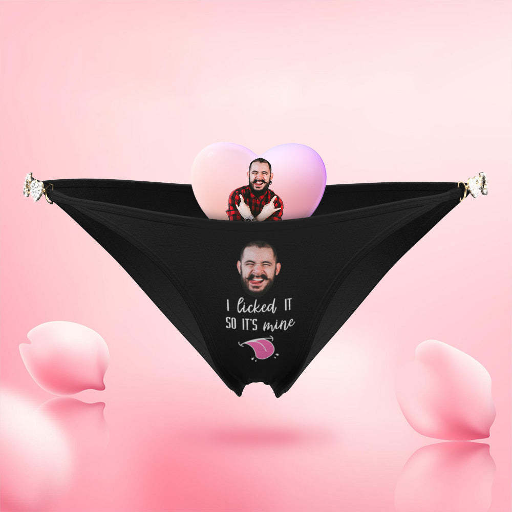 Custom Face Chain Linked Solid Panty Personalized I Licked It Thong Valentine's Day Gift - MyFaceSocksAu