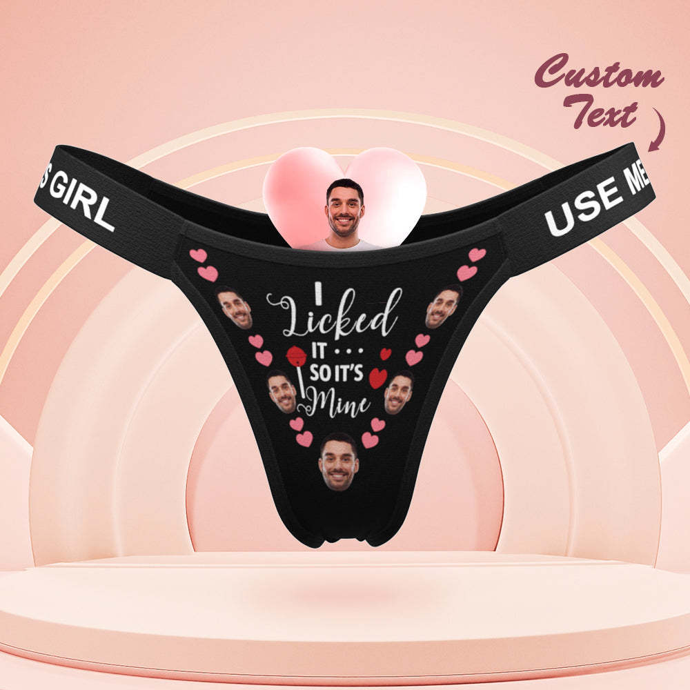 Custom Boyfrined Face Panties I Licked It Personalized Waistband Engraved Thong Naughty Gift for Her - MyFaceSocksAu