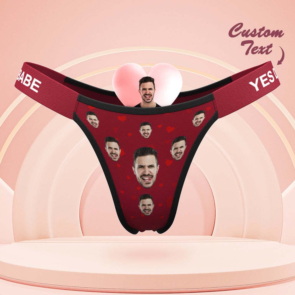Custom Face Panties Full of Love Hearts Personalized Waistband Engraved Thong Gift for Her - MyFaceSocksAu