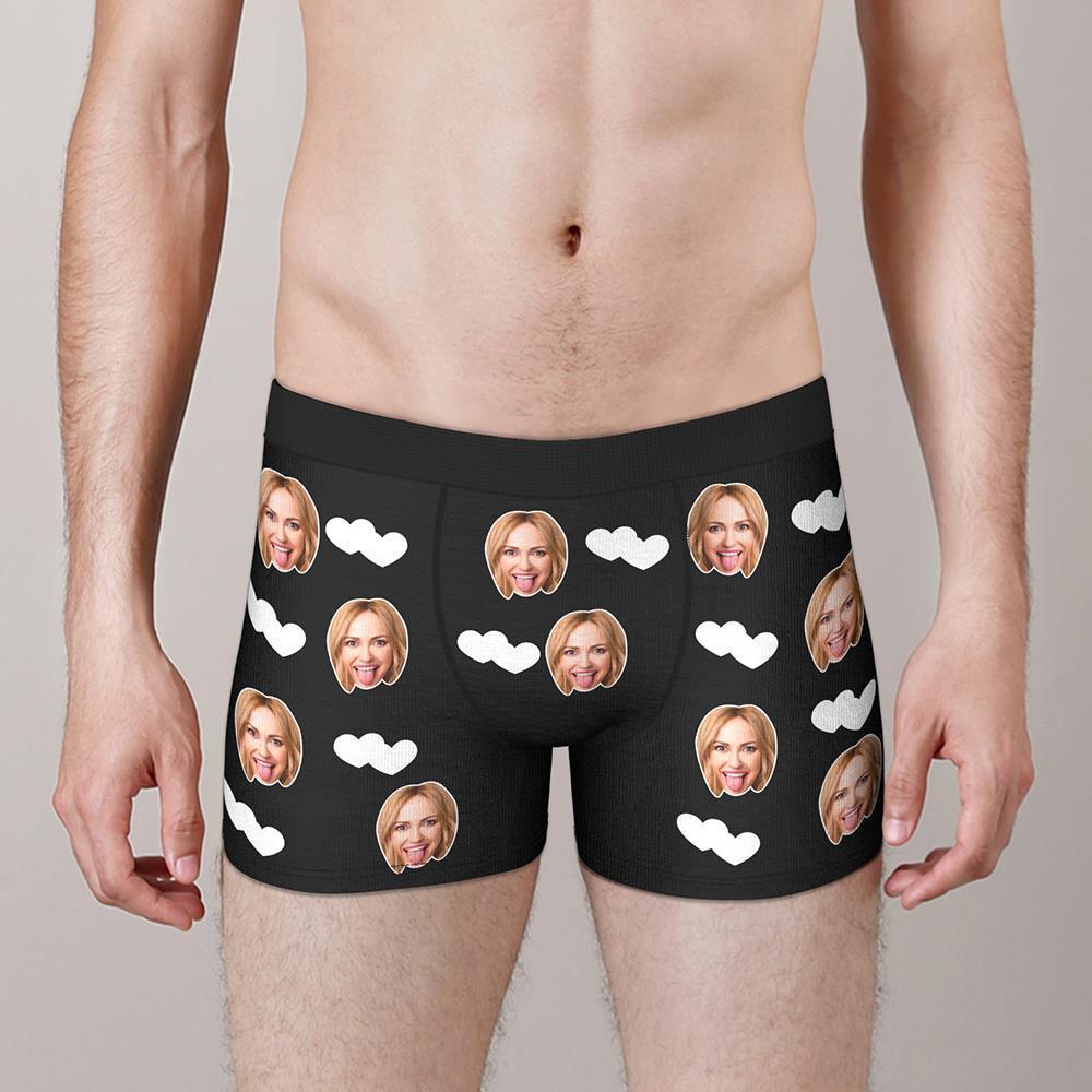 Custom Face Boxers Shorts Love Hearts Personalized Men's Boxer Briefs Personalized LGBT Gifts - MyFaceSocksAu