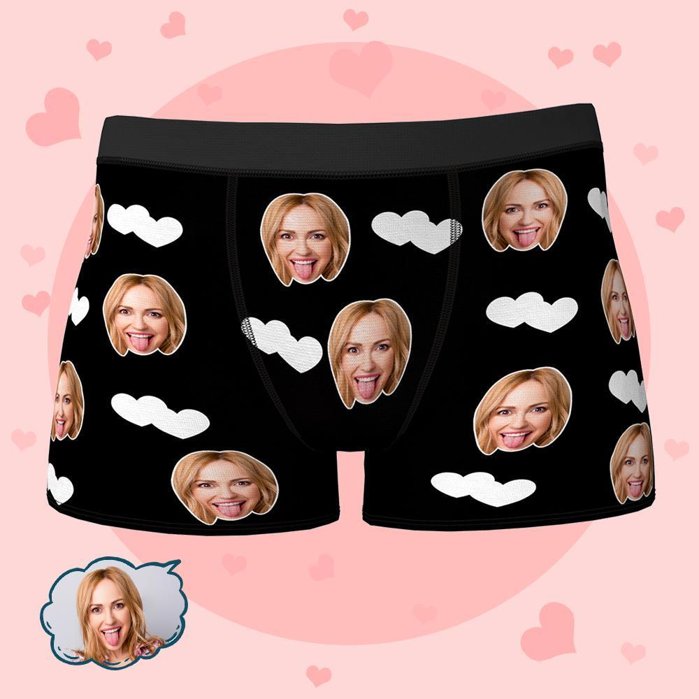 Custom Face Boxers Shorts Love Hearts Personalized Men's Boxer Briefs Personalized LGBT Gifts - MyFaceSocksAu