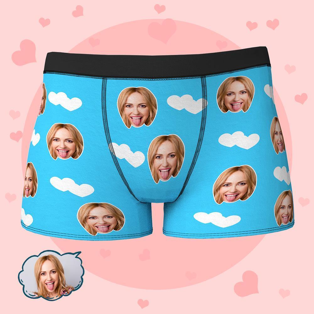 Custom Face Boxers Shorts Love Hearts Personalized Men's Boxer Briefs Personalized LGBT Gifts - MyFaceSocksAu