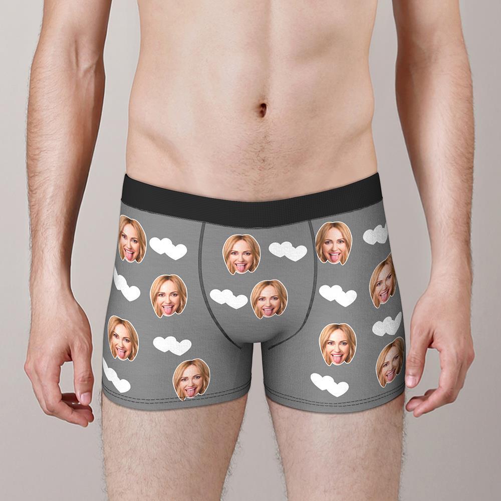 Custom Face Boxers Shorts Love Hearts Personalized Men's Boxer Briefs Personalized LGBT Gifts - MyFaceSocksAu
