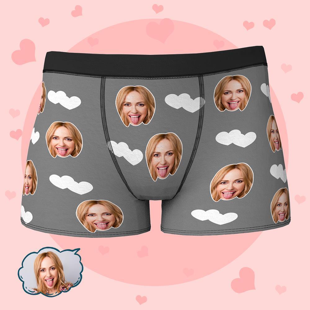 Custom Face Boxers Shorts Love Hearts Personalized Men's Boxer Briefs Personalized LGBT Gifts - MyFaceSocksAu