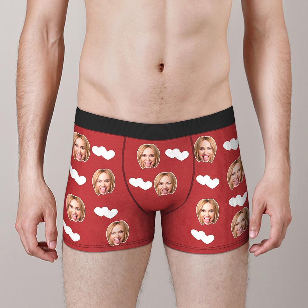 Custom Face Boxers Shorts Love Hearts Personalized Men's Boxer Briefs Personalized LGBT Gifts - MyFaceSocksAu