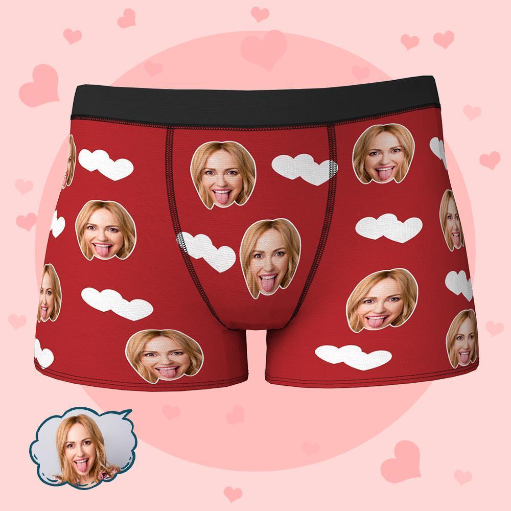Custom Face Boxers Shorts Love Hearts Personalized Men's Boxer Briefs Personalized LGBT Gifts - MyFaceSocksAu