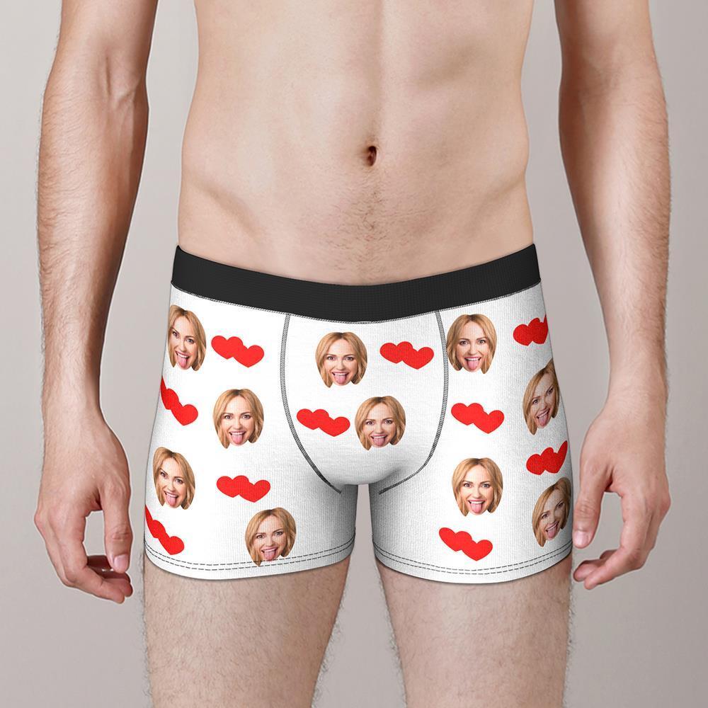 Custom Face Boxers Shorts Love Hearts Personalized Men's Boxer Briefs Personalized LGBT Gifts - MyFaceSocksAu