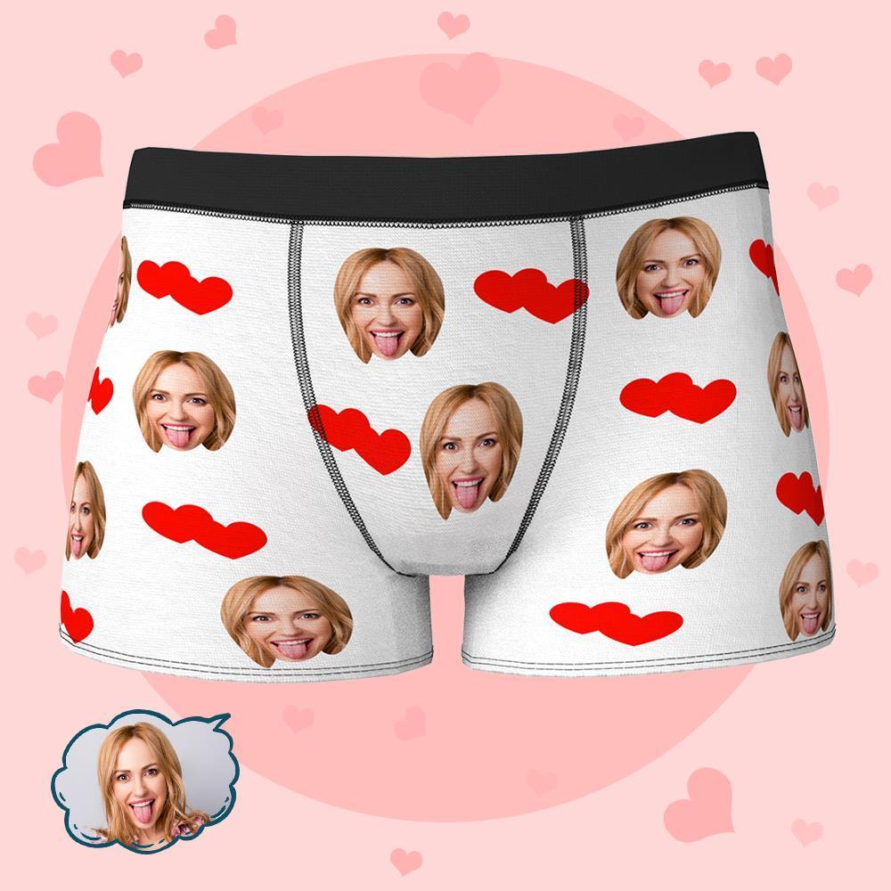 Custom Face Boxers Shorts Love Hearts Personalized Men's Boxer Briefs Personalized LGBT Gifts - MyFaceSocksAu