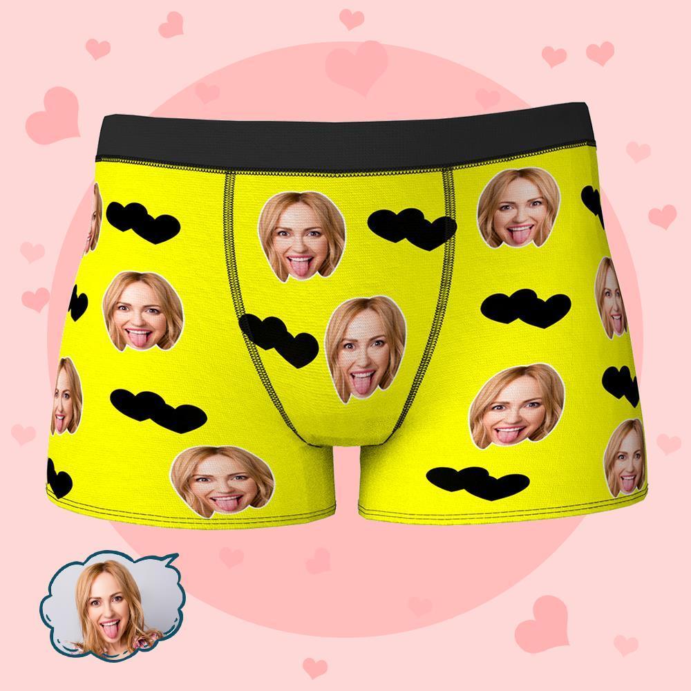 Custom Face Boxers Shorts Love Hearts Personalized Men's Boxer Briefs Personalized LGBT Gifts - MyFaceSocksAu