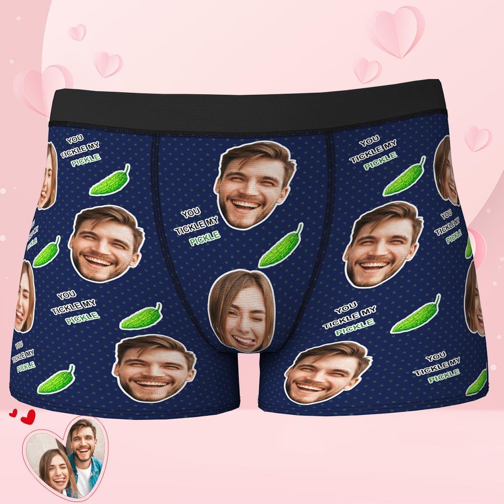 Valentine's Day Gift Custom Face Boxers add Picture Waistband Text Underwear You Tickle My Pickle