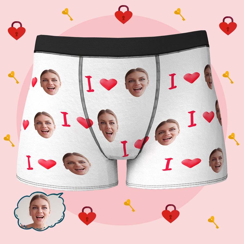 Custom I Love Your Face Boxer Briefs Personalized LGBT Gifts - MyFaceSocksAu