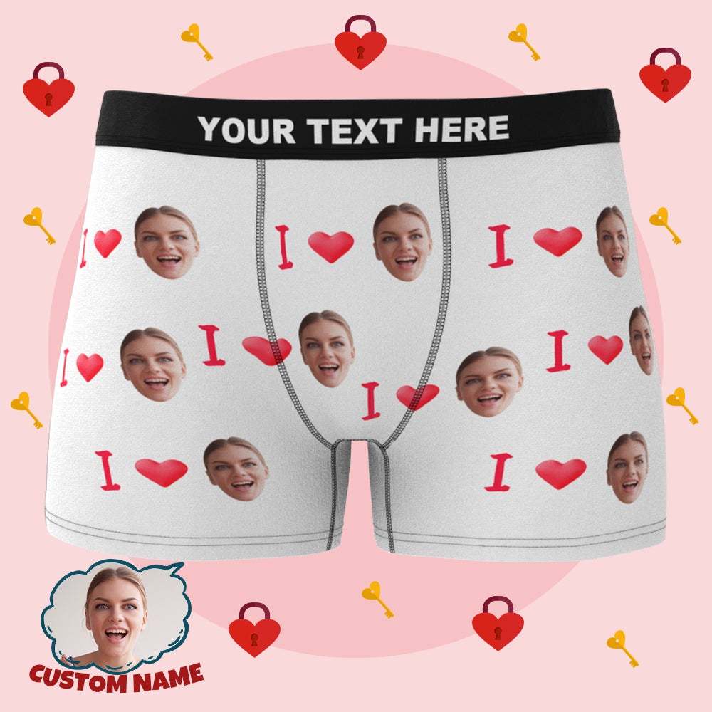 Custom I Love Your Face Boxer Briefs Personalized LGBT Gifts - MyFaceSocksAu