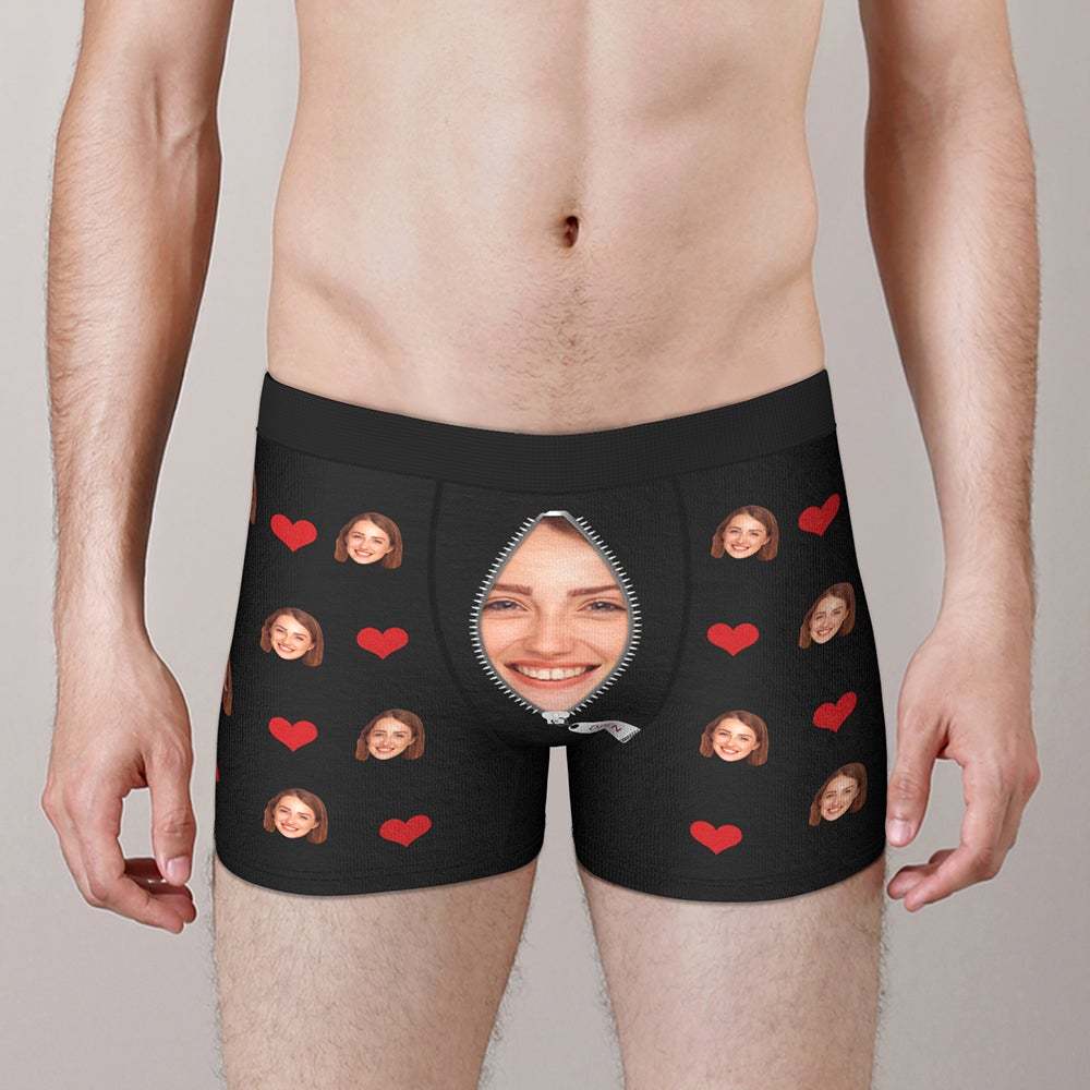 Custom Love Heart Girlfriend Face Boxer Brief Gift For Him Personalized LGBT Gifts - MyFaceSocksAu
