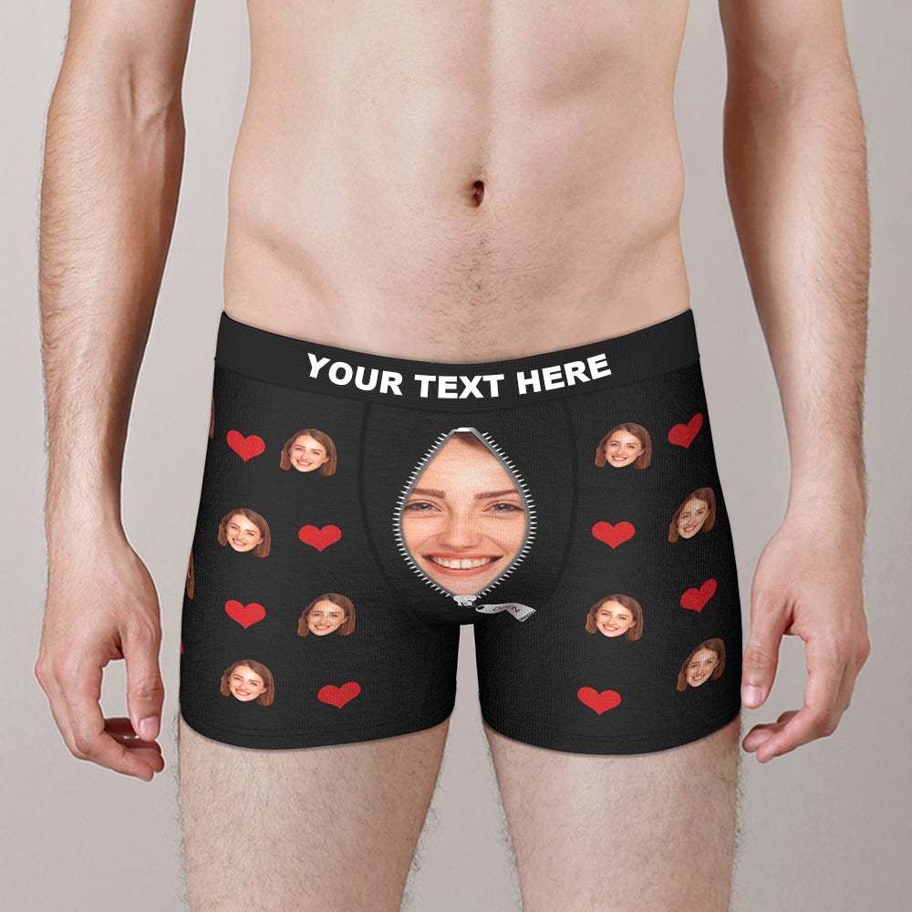 Custom Love Heart Girlfriend Face Boxer Brief Gift For Him Personalized LGBT Gifts - MyFaceSocksAu