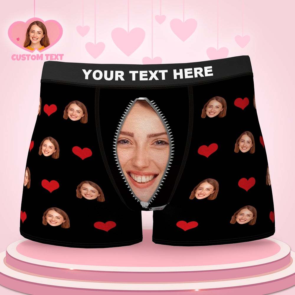 Custom Love Heart Girlfriend Face Boxer Brief Gift For Him Personalized LGBT Gifts - MyFaceSocksAu