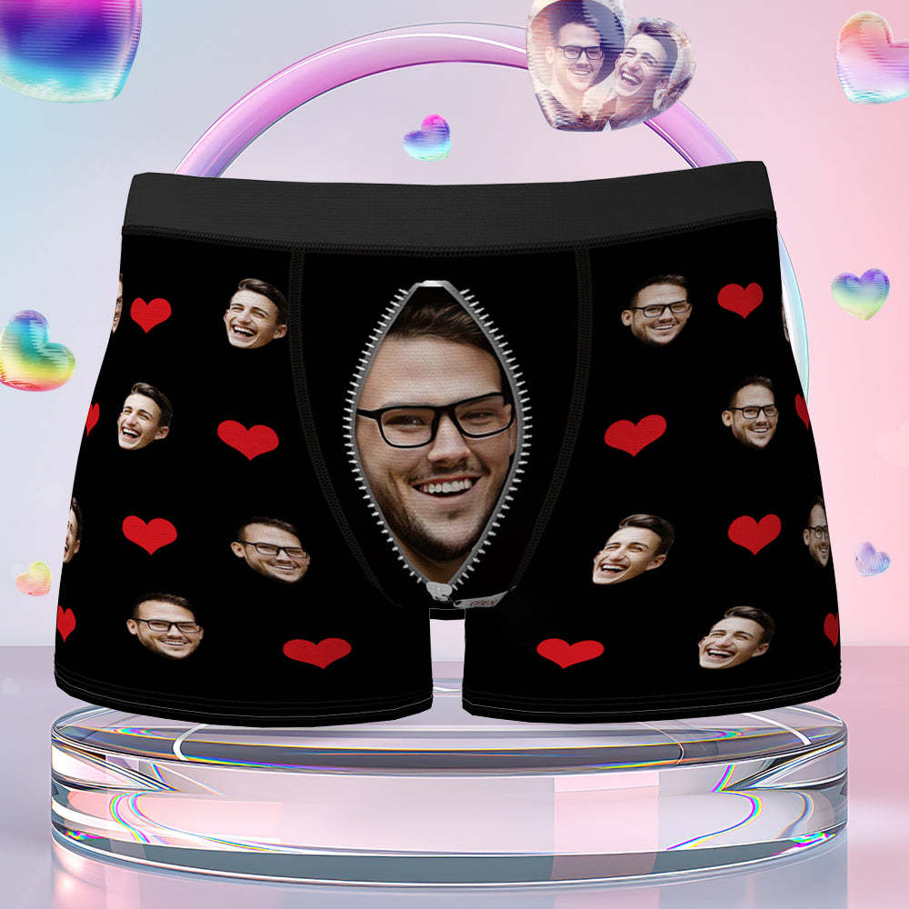 Custom Love Heart Girlfriend Face Boxer Brief Gift For Him Personalized LGBT Gifts - MyFaceSocksAu