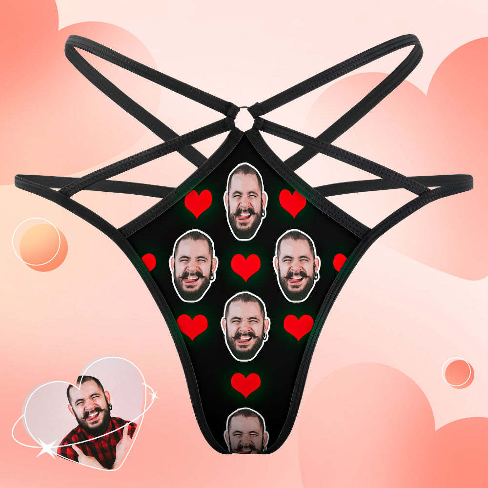 Custom Face Thong Red Heart Funny Sexy Thongs Personalized Gift for Her - MyFaceSocksAu