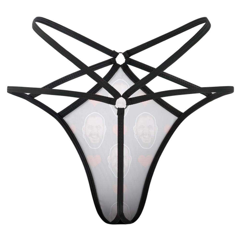 Custom Face Thong Red Heart Funny Sexy Thongs Personalized Gift for Her - MyFaceSocksAu