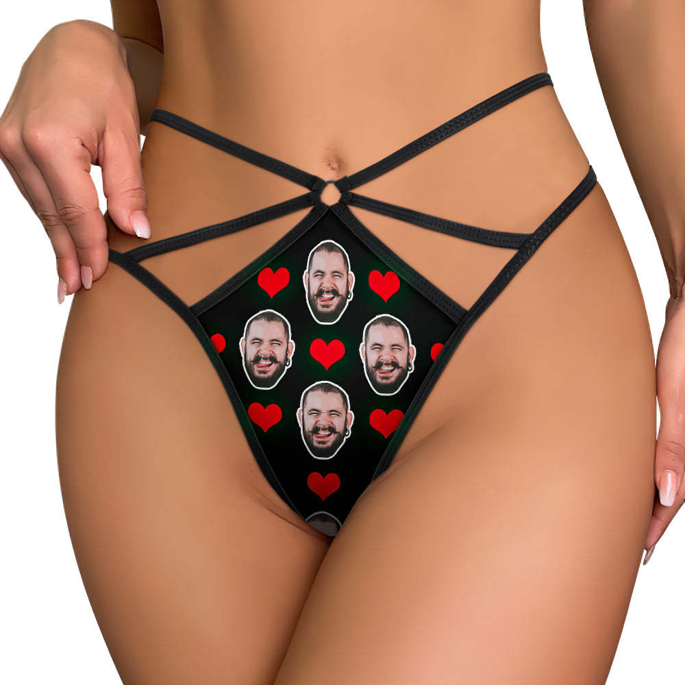 Custom Face Thong Red Heart Funny Sexy Thongs Personalized Gift for Her - MyFaceSocksAu