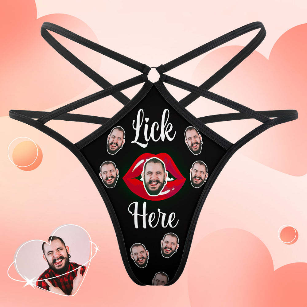 Custom Face Thong Personalized Red Kiss Women's Funny Thongs Gift for Her - MyFaceSocksAu