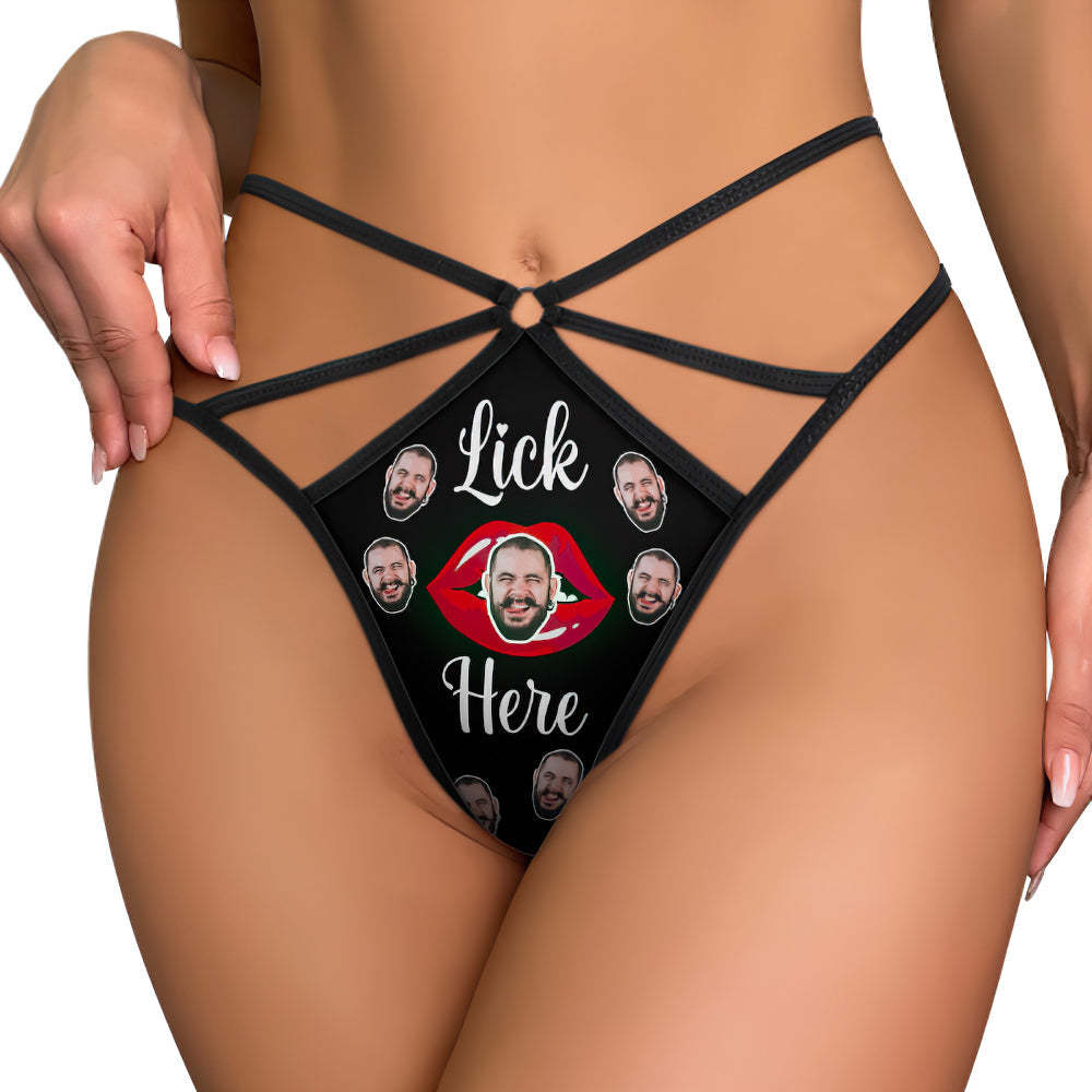 Custom Face Thong Personalized Red Kiss Women's Funny Thongs Gift for Her - MyFaceSocksAu