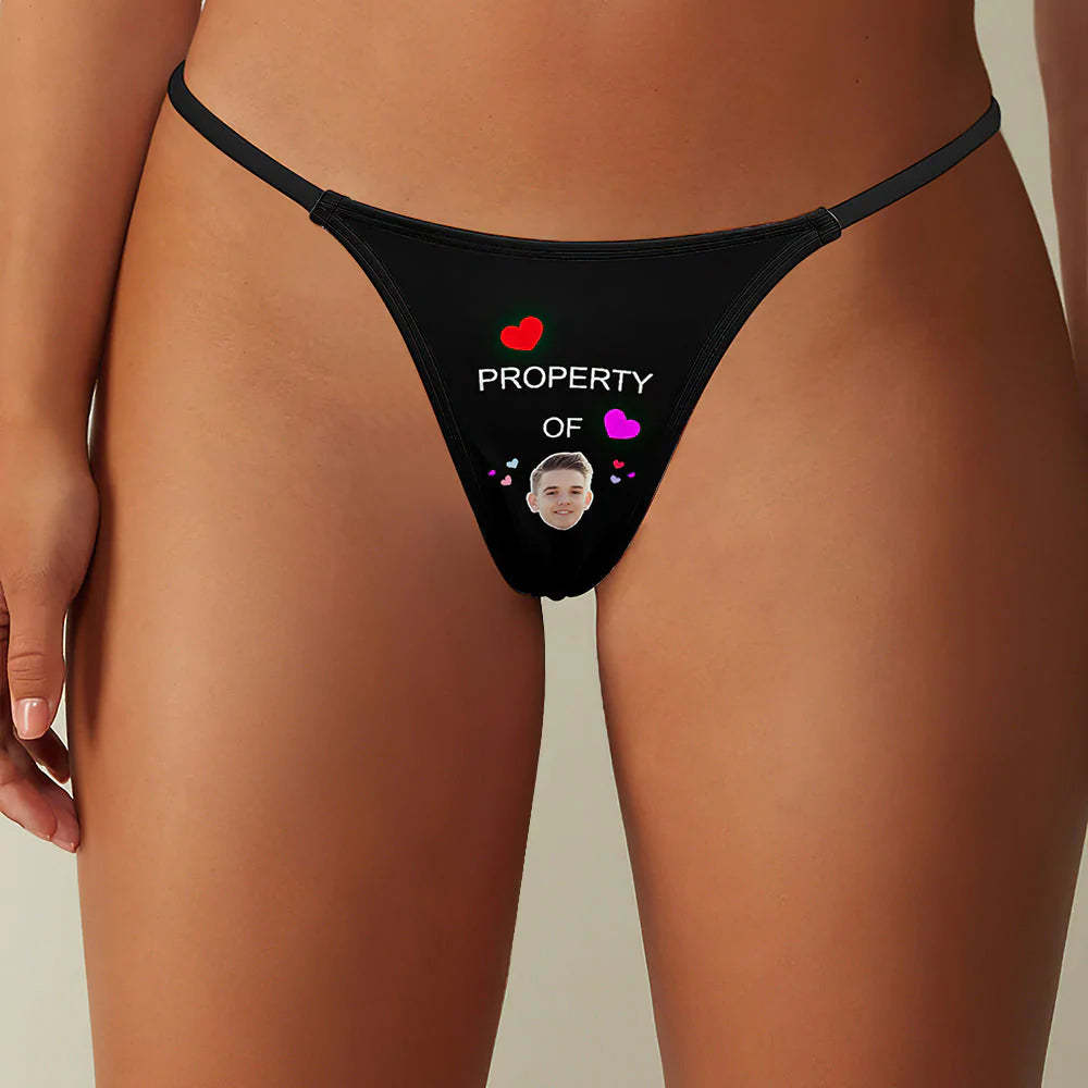 Custom Face Property of Hearts Women's Tanga Thong - MyFaceSocksAu