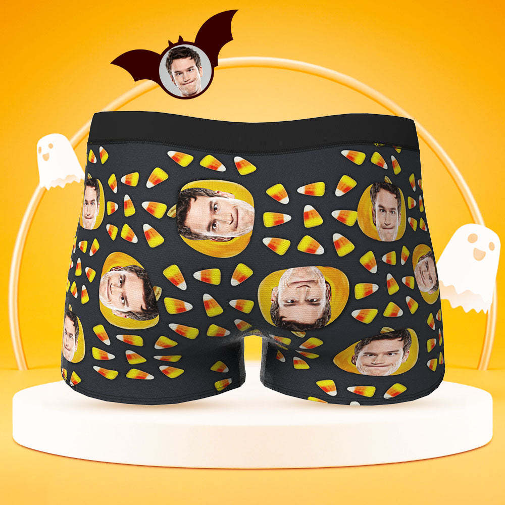 Custom Face Boxer Briefs Personalised Pumpkin Men's Boxer Shorts Halloween Corn Gift For Men - MyFaceSocksAu