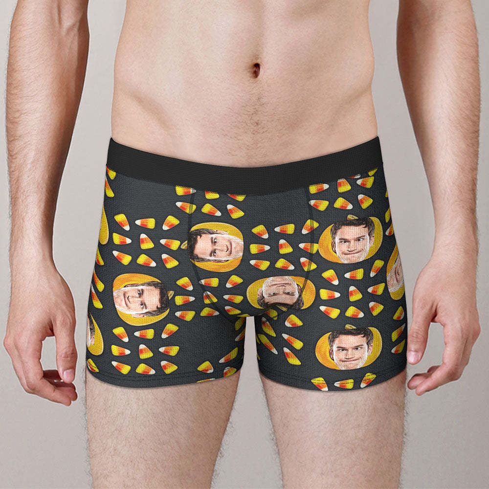 Custom Face Boxer Briefs Personalised Pumpkin Men's Boxer Shorts Halloween Corn Gift For Men - MyFaceSocksAu